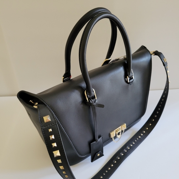 Big Sale! VALENTINO GARAVANI Demilune Studded Large Leather Tote Bag - Picture 9 of 17